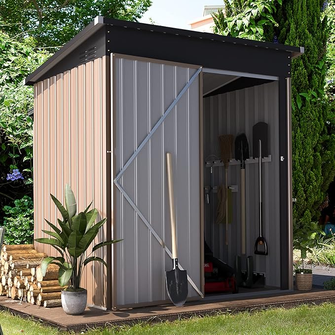 AECOJOY 5' x 3' Outdoor Storage Shed, Small Metal Shed - Image 3