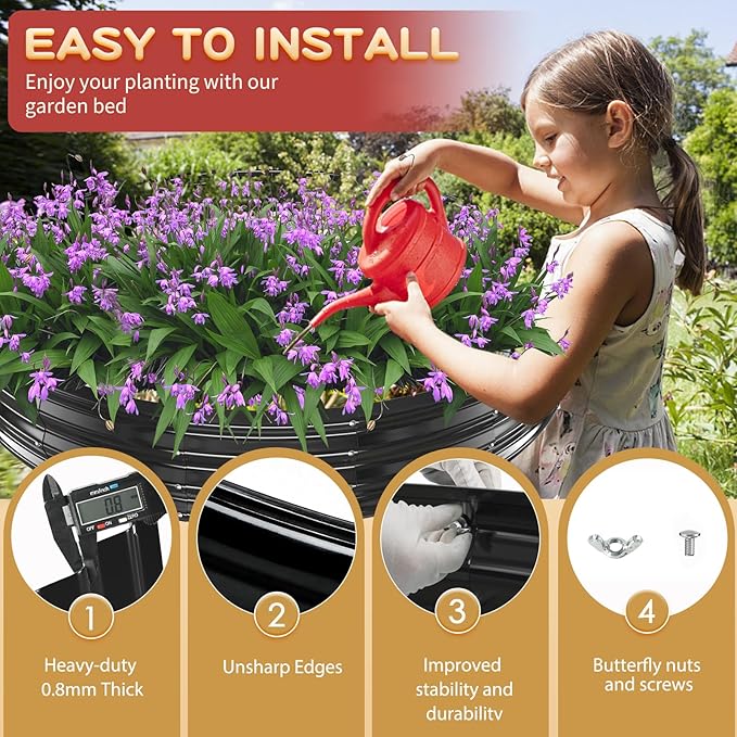 Durable Round Galvanized Steel Raised Garden Bed - Image 3