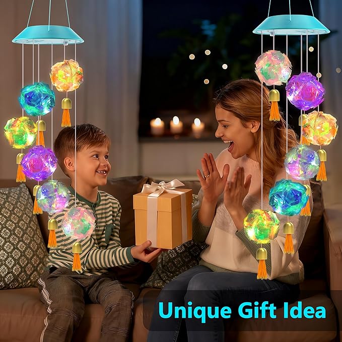Toodour Solar Wind Chime, Color Changing Hydrangea Ball Wind Chimes LED - Image 3