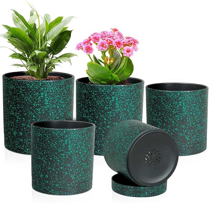 7/6.5/6/5/4 inch Plant Pots, 5 Pack Cylinder Flower Pots by Meowell