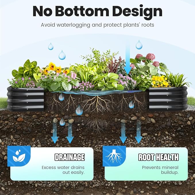 Quictent Galvanized Raised Garden Bed Kit, Strengthened by Crossbar, Dark Gray - Image 5