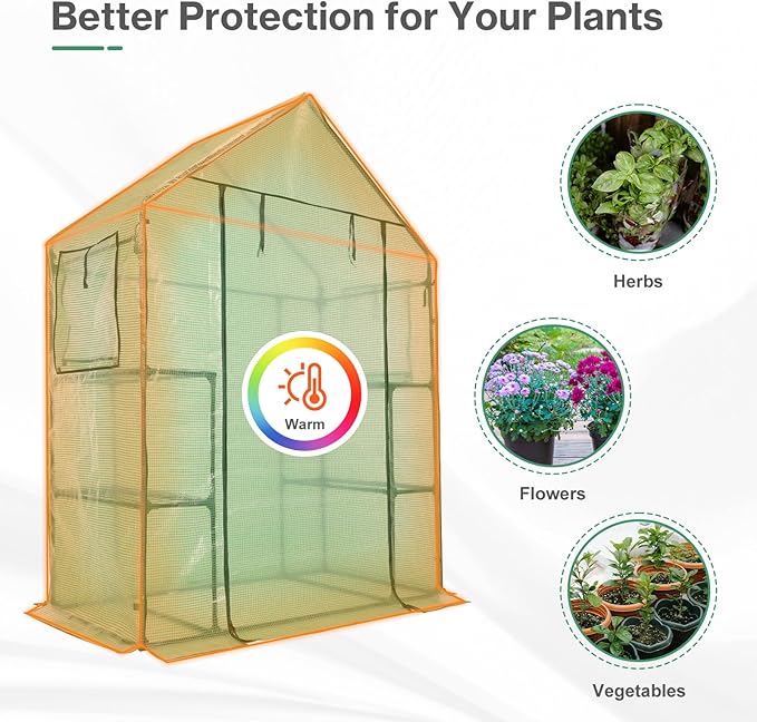 Aoodor Walk-in Greenhouse with 4 Shelves, 4.7×2.5×6.4 ft Outdoor Garden Plant - Image 6