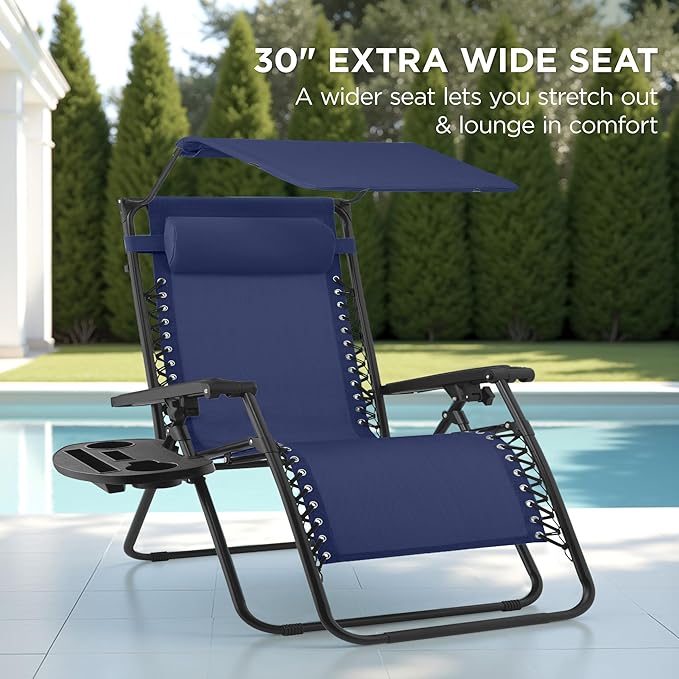 Best Choice Products 30” Wide Folding Zero Gravity Outdoor Recliner Patio - Image 3