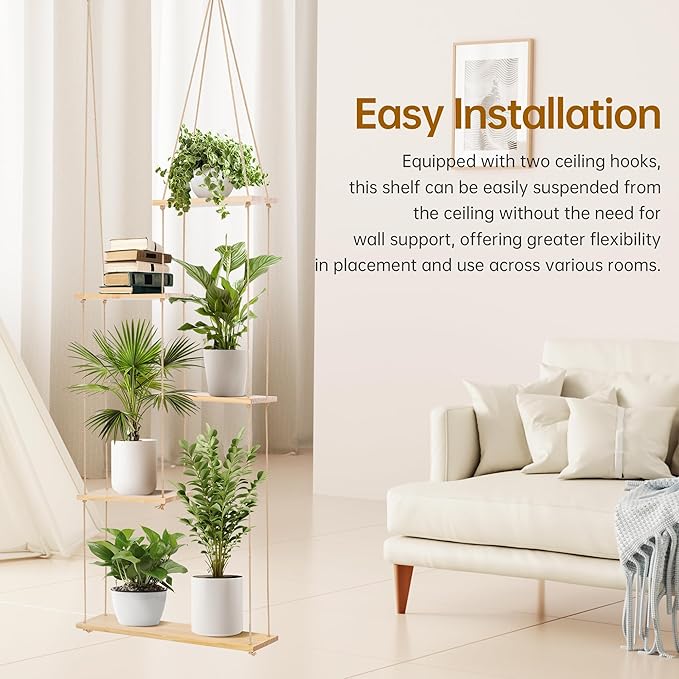 Hemp Rope Hanging Window Plant Shelf from Ceiling - Image 4