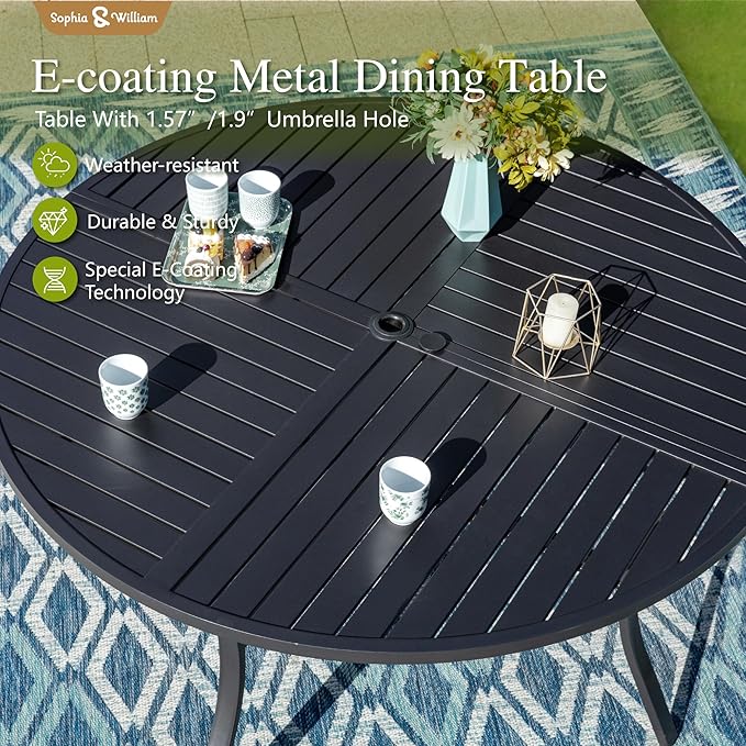 Sophia & William Outdoor Patio Dining Set 5 Pieces, 4 x Textilene Swivel Patio - Image 6