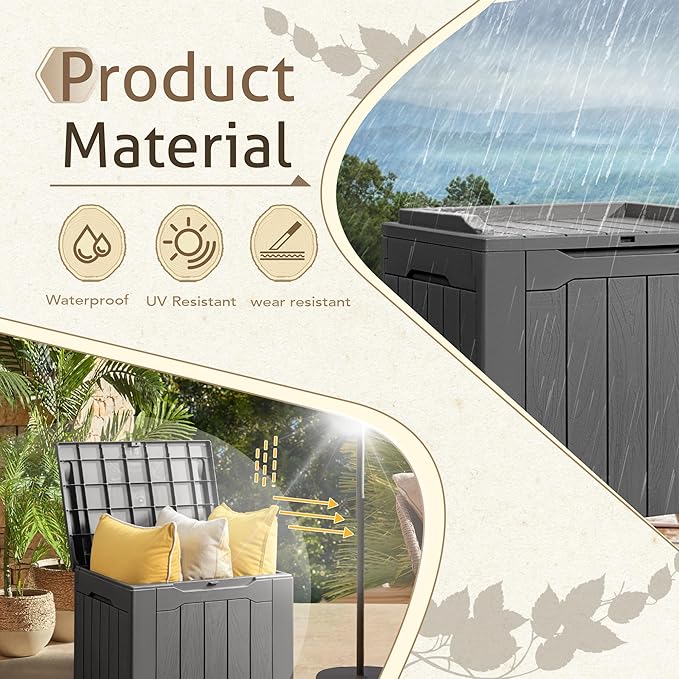 Flamaker 2 Pack Deck Box 31 Gallon Waterproof Resin Storage Box - Image 5