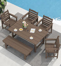 SERWALL Outdoor Dining Set for 6, HDPE Furniture Set by SERWALL