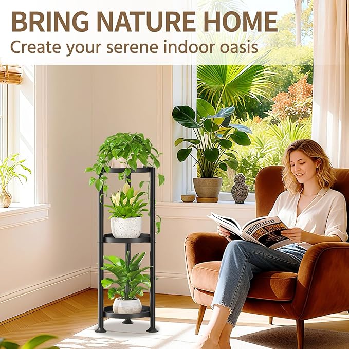 LASZOLA 3 Tier Black Corner Plant Stand Indoor - Image 8