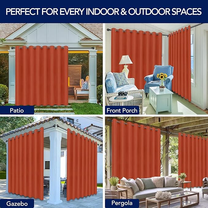 PureFit Outdoor Curtains for Patio Waterproof Weatherproof, UV Resistant - Image 5