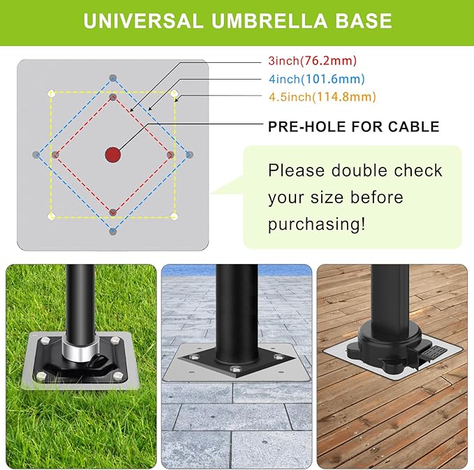 Universal In-Ground Umbrella Base, Rust-Resistant Steel Concrete Holder - Image 4