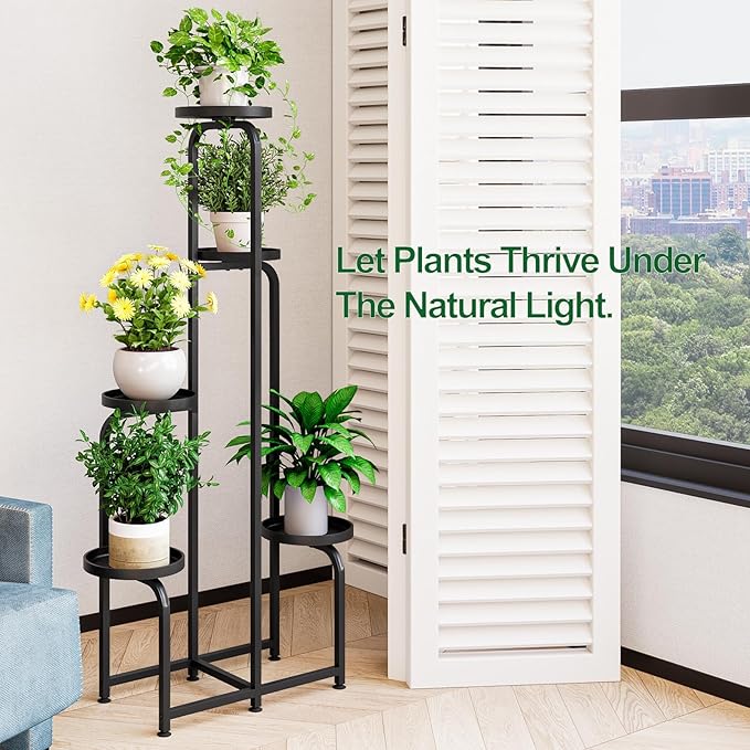 Plant Stand Indoor Outdoor 5 Tier Metal Plant Shelf - Image 6