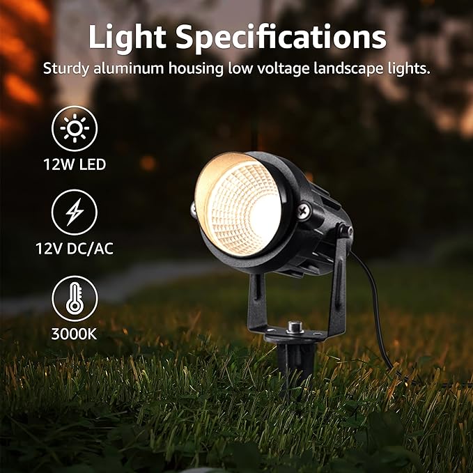 SUNVIE 12 Pack Low Voltage Landscape Lights - Image 2