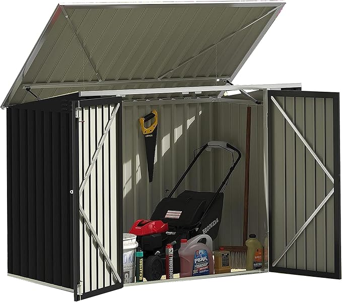Devoko Outdoor Storage Shed 5.8 x 3.3 FT Metal Trash Shed Waterproof Outside by DEVOKO