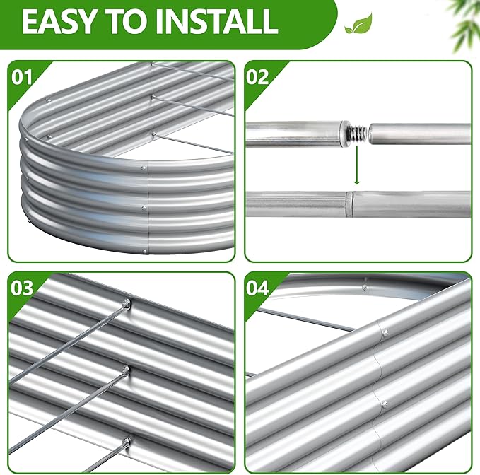 2PCS 6x3x1ft Galvanized Metal Raised Garden Bed Kit, Outdoor Planter Box - Image 5