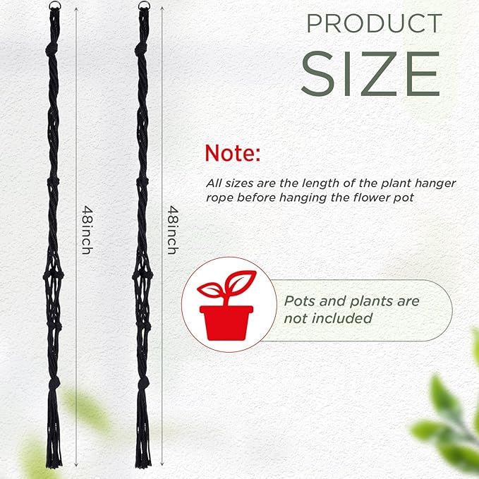 EBOOT 2 Pack 48 Inch Large Macrame Plant Hanger Rope to Hang Flower Pot Plant - Image 2