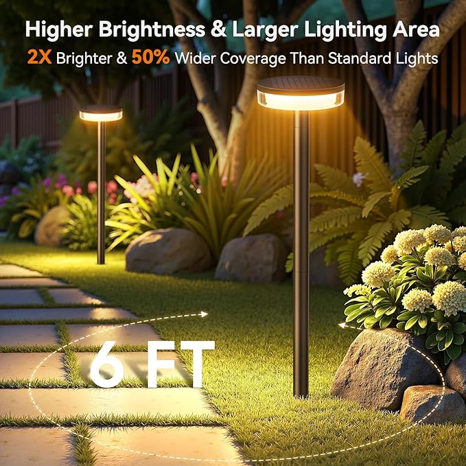 LETMY Solar Pathway Lights Outdoor, 2 Pack 2X Brighter Solar Lights Outdoor - Image 2