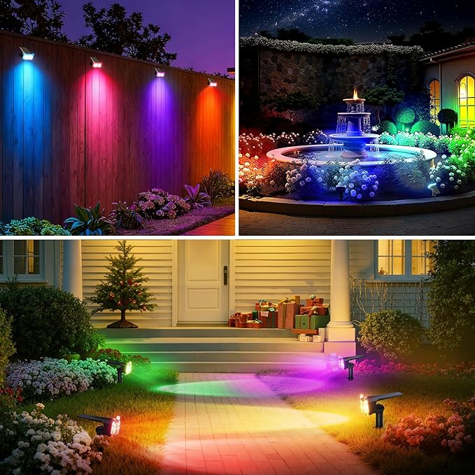 WdtPro Solar Color Changing Spot Lights, 8 Lighting Modes Solar Lights Outdoor - Image 3