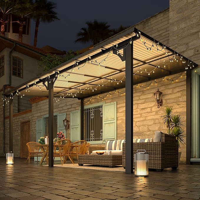 AECOJOY 10' x 28' Gazebo for Patio, Large Wall-Mounted Hard Top Lean-to Gazebo - Image 6