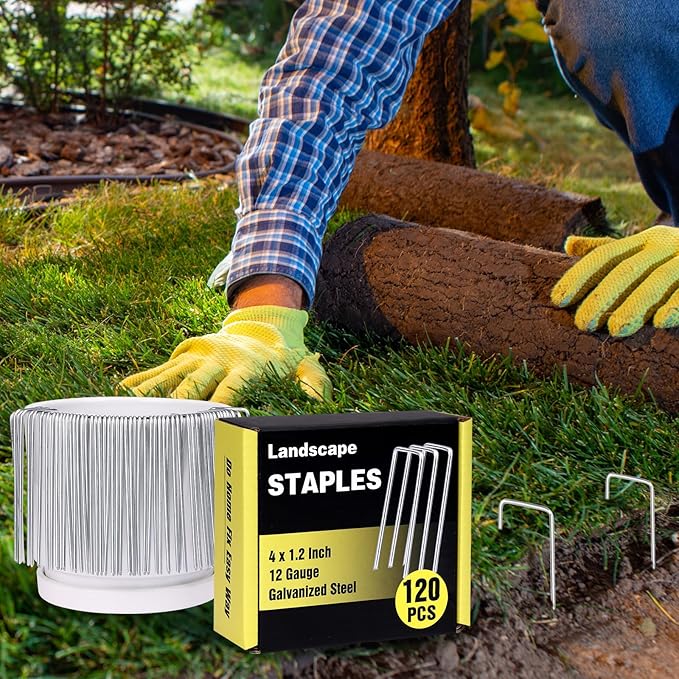 HongWay 120 Pack 4 Inch Landscape Garden Staples, Garden Stakes Galvanized 12 - Image 3