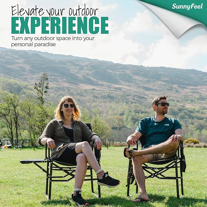 SUNNYFEEL Camping Directors Chair, Heavy Duty, Oversized Portable Folding Chair - Image 3