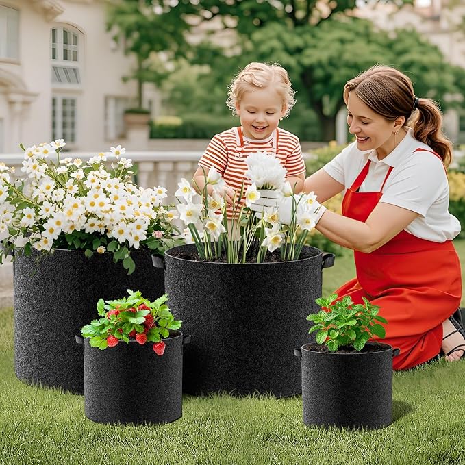 Land Guard 4-Pack Fabric Grow Bags 5 Gallon, Thickened Nonwoven Garden Pots - Image 7