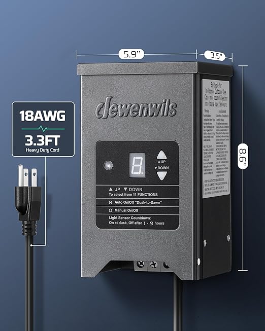 DEWENWILS 200W Weatherproof Low Voltage Landscape Lighting Transformer - Image 8