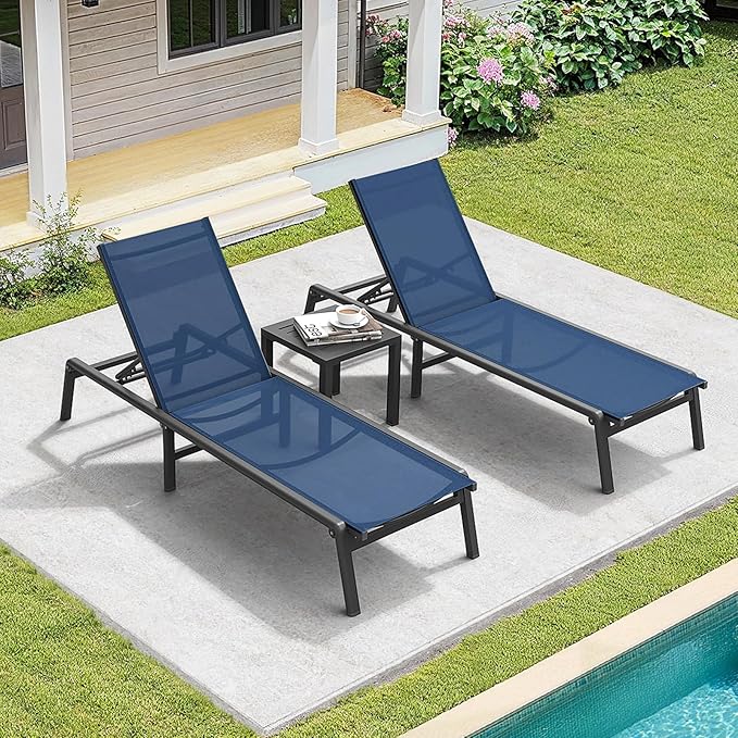 Aluminum Chaise Lounge Chair Outdoor, Foldable & Assembly Free Outdoor Lounge - Image 9
