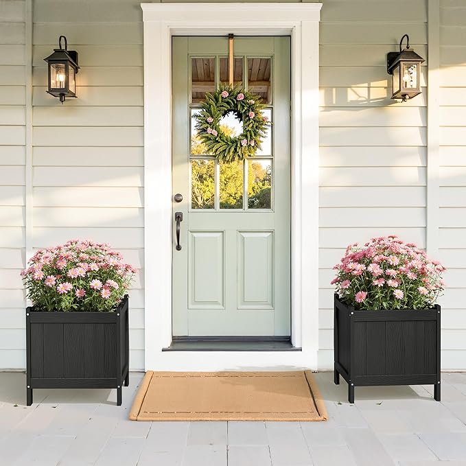 LUE BONA Outdoor Plant Pots, 13.7" x 12.5" x 14.5" HDPS Flower Pots - Image 2