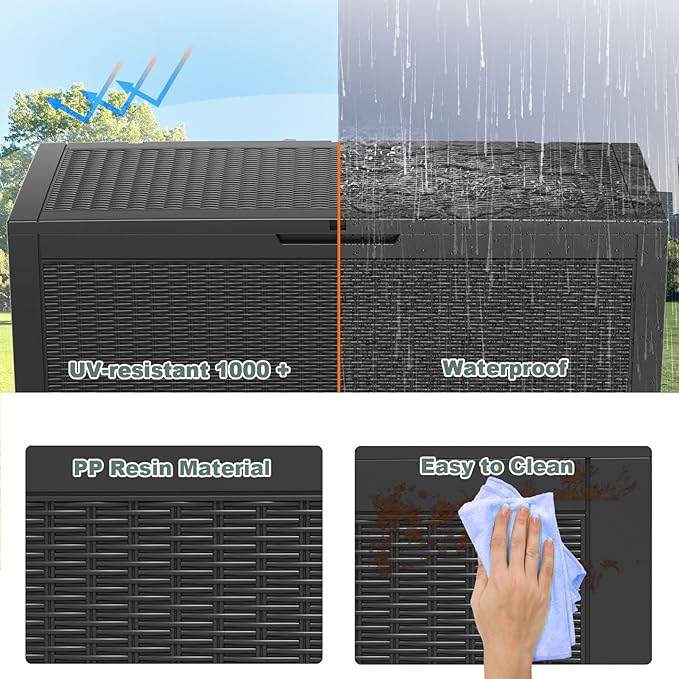 DRATO 100 Gallon Large Deck Box, Outdoor Storage Box - Image 5