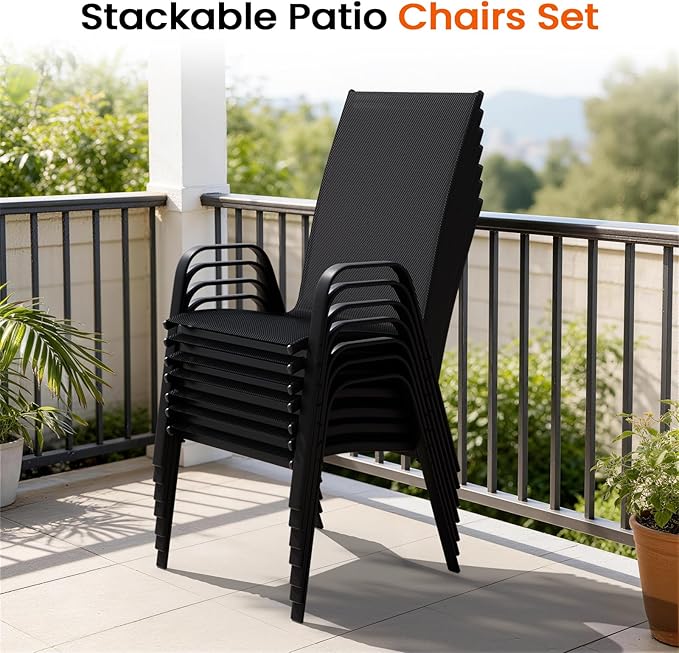 JEAREY Patio Dining Chairs Set of 4, Outdoor Stackable Dining Furniture Set - Image 7