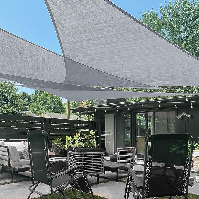 LOVE STORY Custom Size 9'x9'x12.7' Silver Grey Sun Shade Sail Triangle Sunshade by LOVESTORY