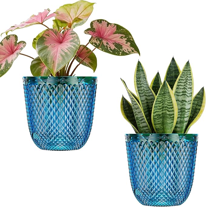 QCQHDU 2 Pack Self Watering Pots, 7.2 Inch Flower Pots by QCQHDU
