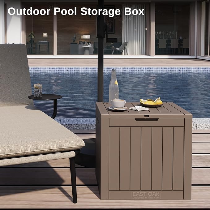 EAST OAK Outdoor Storage Box, 31 Gallon Deck Box, Waterproof Resin Storage Bin - Image 9