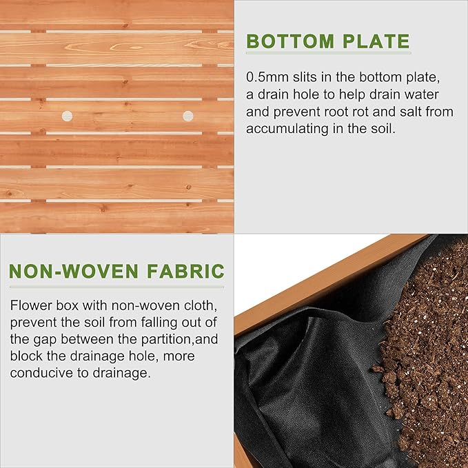 BIRASIL Outdoor Raised Garden Bed, Wood Planter Box - Image 5