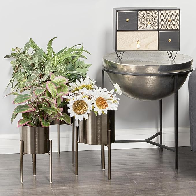 Deco 79 Metal Indoor Outdoor Planter Large Planter Pot - Image 2