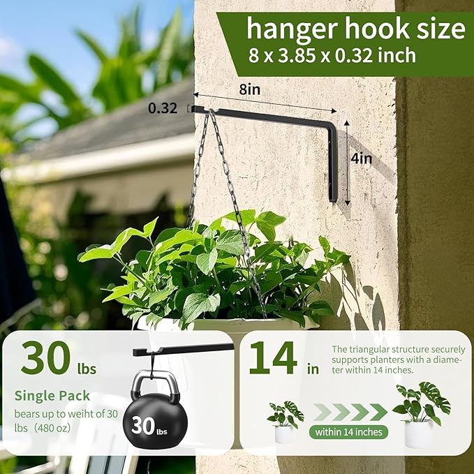 2 Pack 8 Inch Plant Hanger Hooks - Image 2