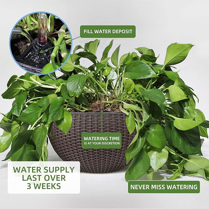 Dexceder 13.5 Inch Large Self Watering Hanging Planters Indoor Outdoor - Image 4