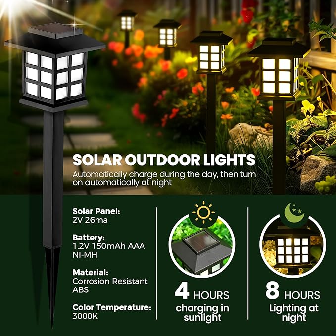 GIGALUMI Solar Outdoor Lights，8 Pack LED Solar Lights Outdoor Waterproof - Image 6