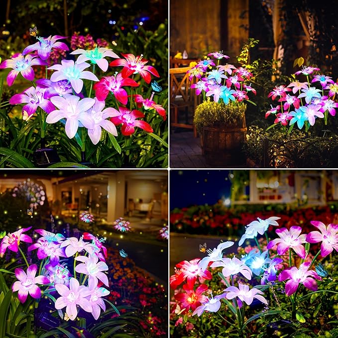 Solar Garden Lights Outdoor, 8 Pack Blooming Lily Solar Flowers Outdoor - Image 4