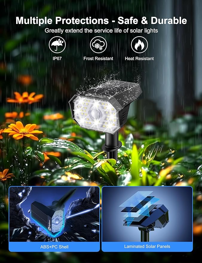 Brightown 4 Pack Solar Motion Lights Outdoor Waterproof, Motion Sensor Spot - Image 4
