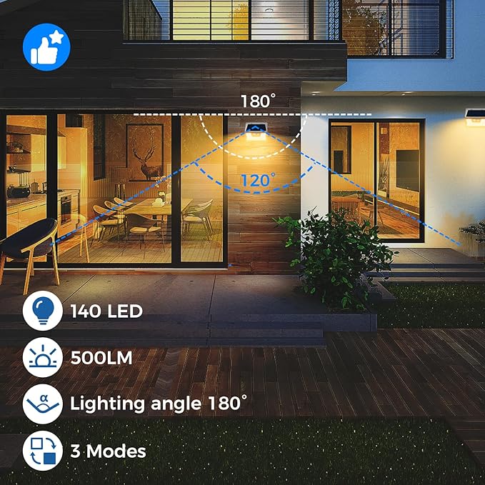 Peasur Solar Lights Outdoor Motion Sensor Waterproof, 3 Modes Security Wall - Image 6