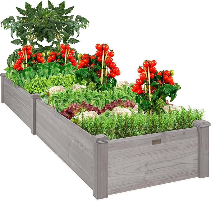 Best Choice Products 8x2ft Outdoor Wooden Raised Garden Bed Planter by BestChoiceProducts