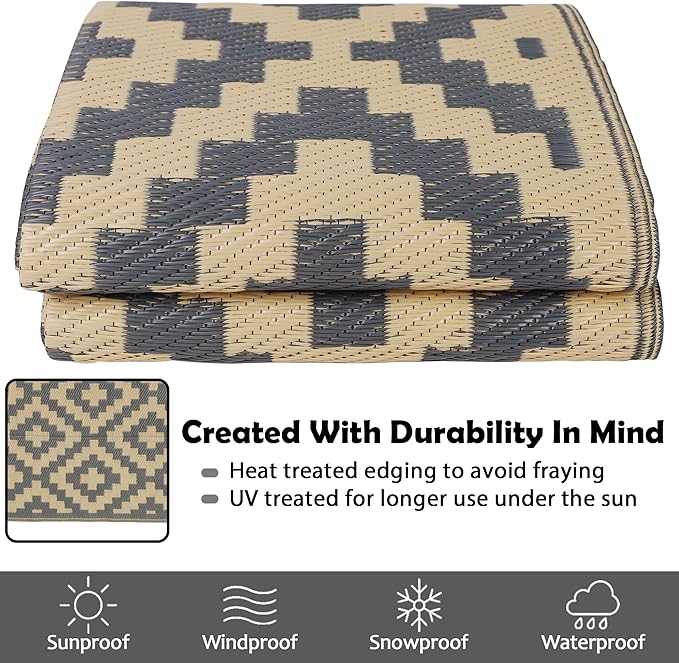 SAND MINE Reversible Mats, Plastic Straw Rug, Modern Area Rug, Large Floor Mat - Image 4