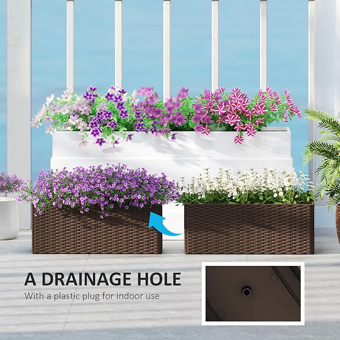 Outsunny Railing Planter Box, Hanging Flower Pots - Image 6