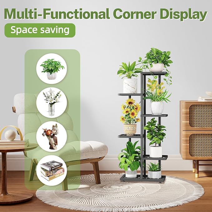 iDavosic.ly Plant Stand with Grow Light Indoor Outdoor, 5-Tier Tall Metal - Image 9