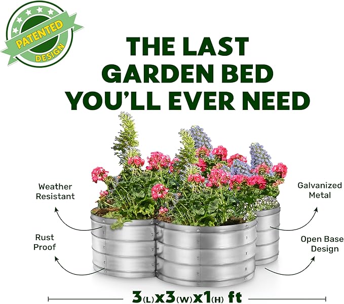 Plant & Plot Galvanized Raised Garden Beds Outdoor // 3×3×1 ft Planter Raised - Image 5