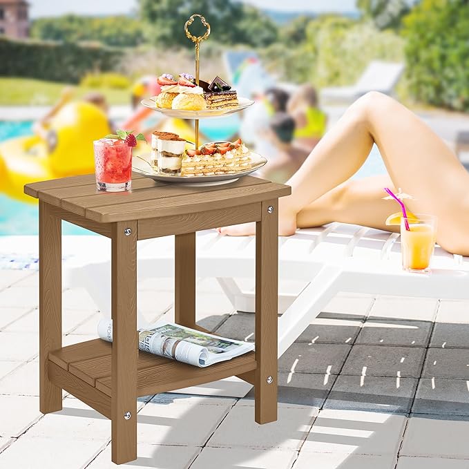 Y&M Outdoor Side Table, HIPS Adirondack Small Double Layer Table, Waterproof - Image 2