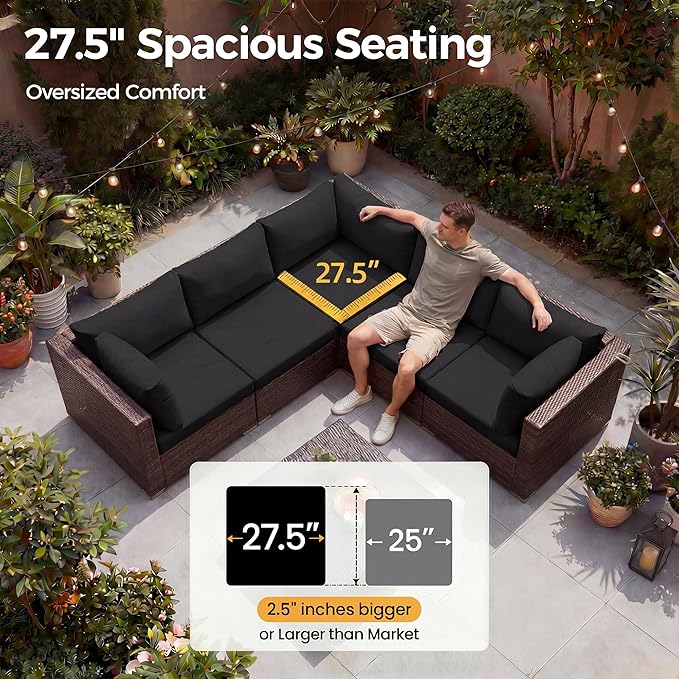 NICESOUL 6 Piece L Shaped Outdoor Sofa - Image 6