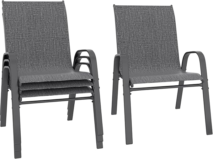 Betterhood Patio Chairs Set of 4, Stackable Outdoor Dining Chairs Set by Betterhood