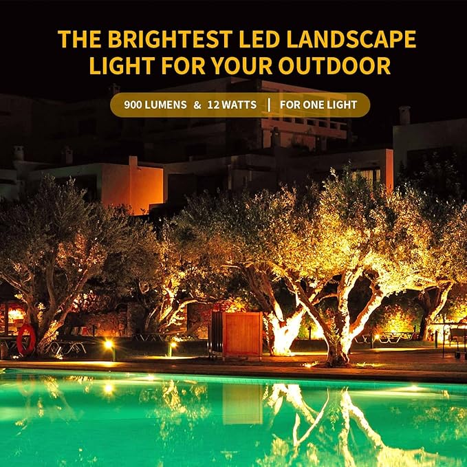 Warm White Spot lights Outdoor, 12W 3000K Landscape Spot Lights, IP65 - Image 2